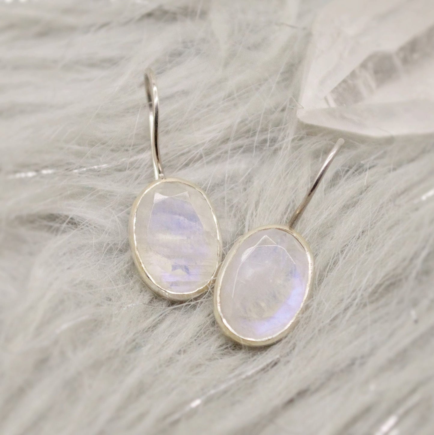 Rainbow Moonstone Sterling Silver Earrings, Drop Earrings, Moonstone Jewelry, Unique Handmade Earrings, Gifts For Her