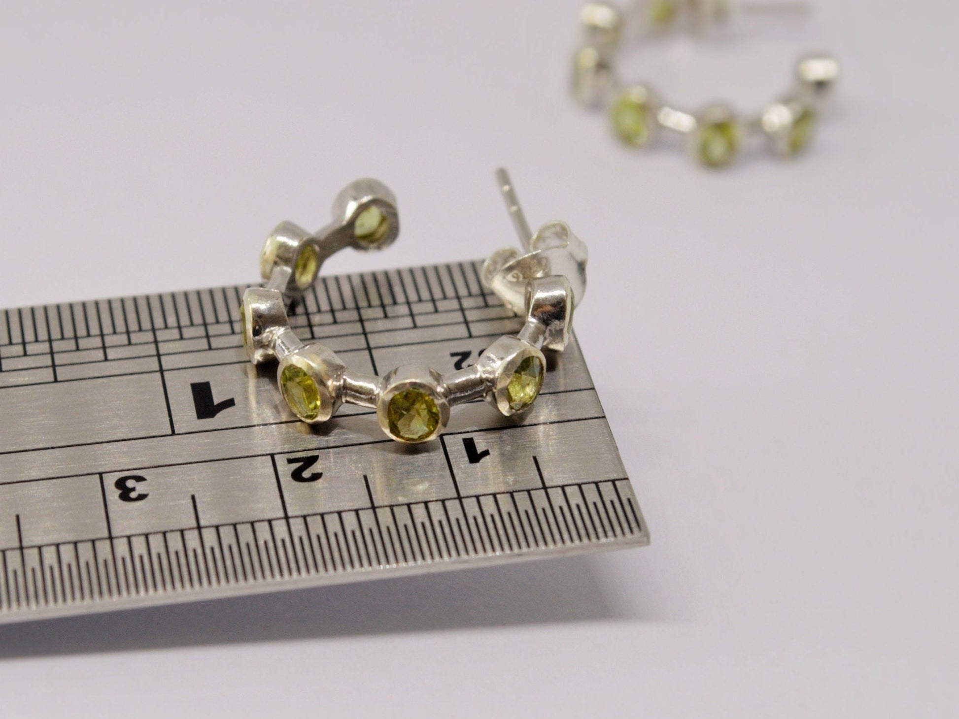 Peridot Sterling Silver Hoop Earrings, Peridot Jewelry, August Birthstone Earrings, Minimalist Green Earrings, Unique Gifts For Her