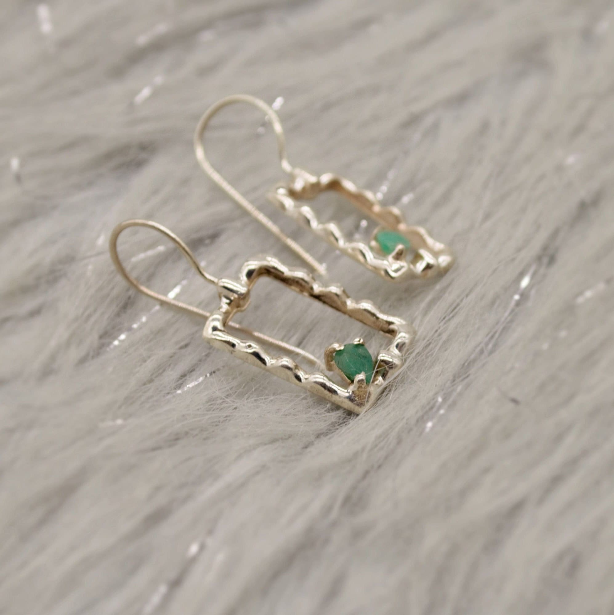 Sterling silver emerald on sale earrings