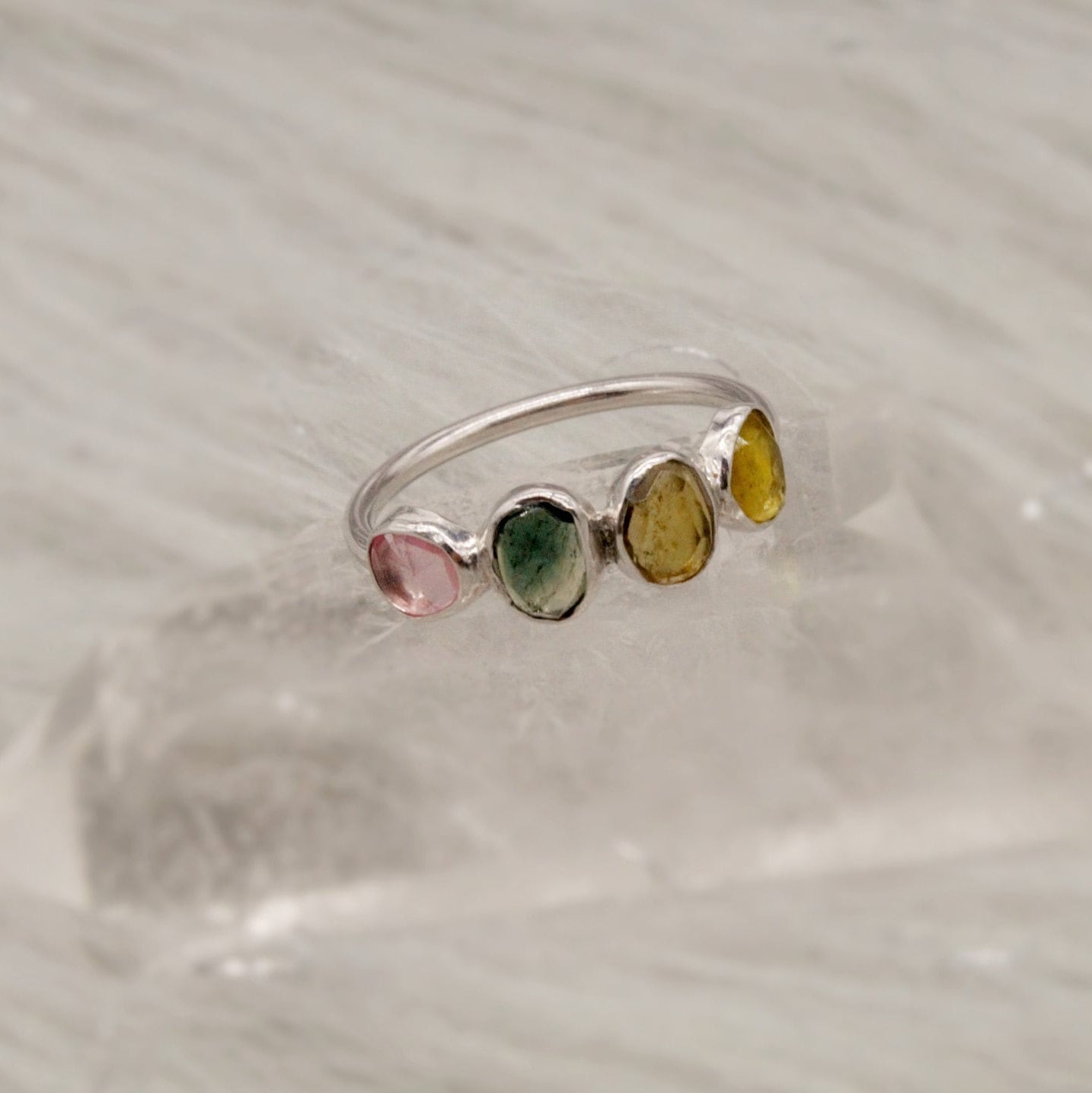 Pink Tourmaline Ring, Green Tourmaline, October Birthstone Jewelry, 925 Sterling Silver Ring, Rings For Women, Birthday Gift For Her