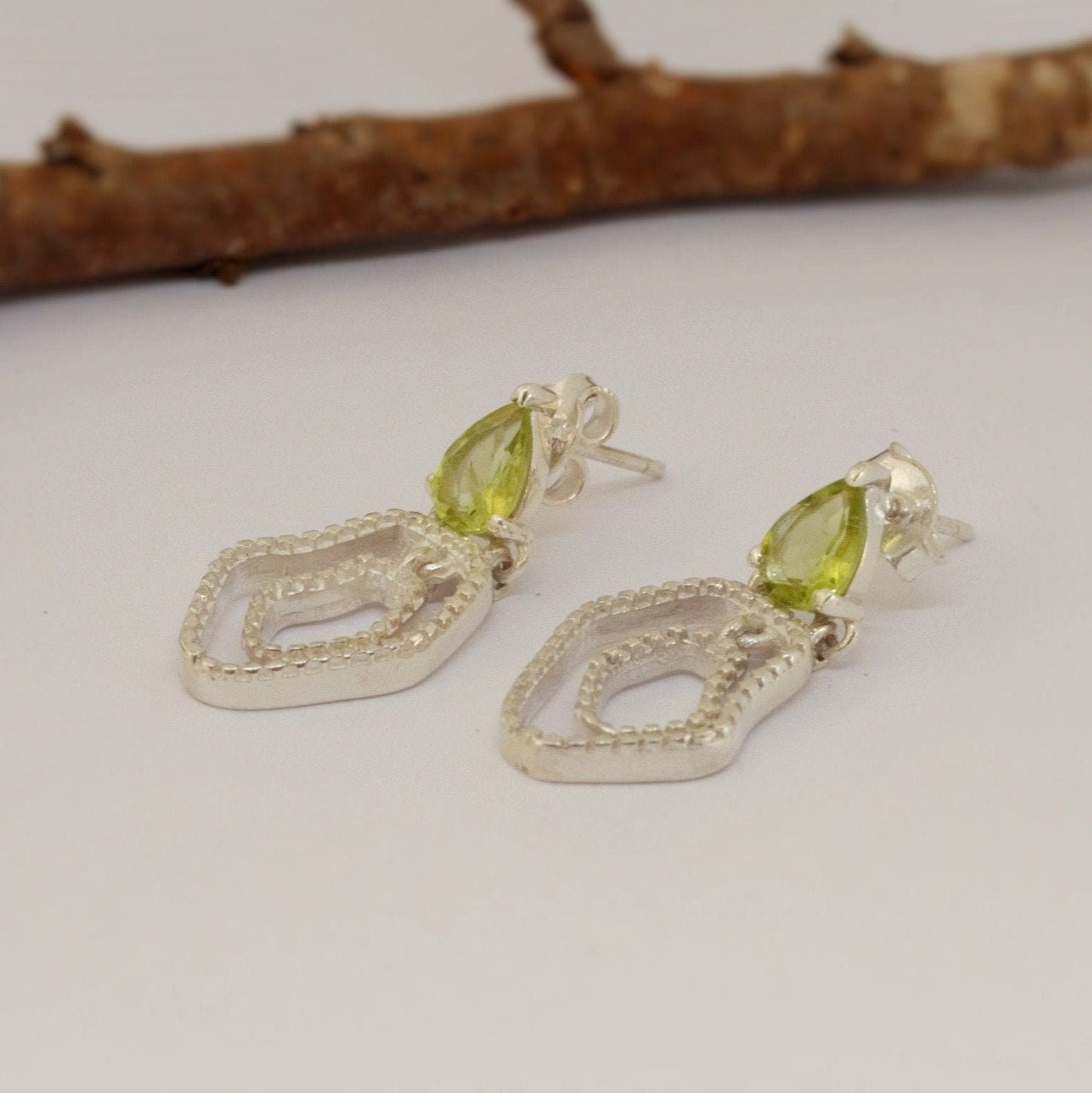 Sterling Silver Peridot Earrings, Drop Earrings, August Birthstone Earrings, Green Dangle Earrings, Birthday Gifts For Her, Bridesmaid Gift