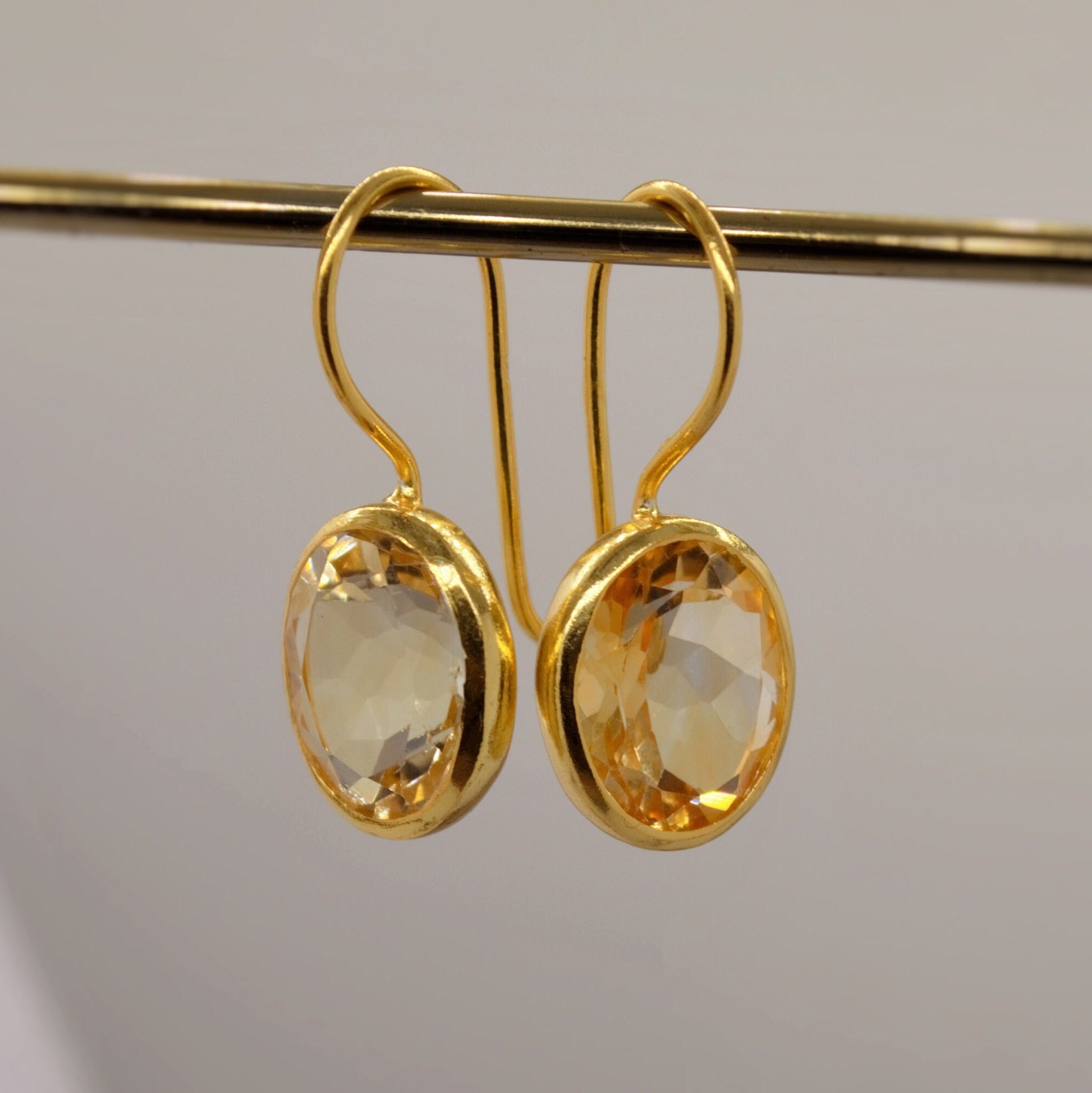 Citrine Earrings, Sterling Silver Gold Earrings, Statement Unique Dangle Drop Earrings, November Birthstone, Gift For Her, Birthday Gift