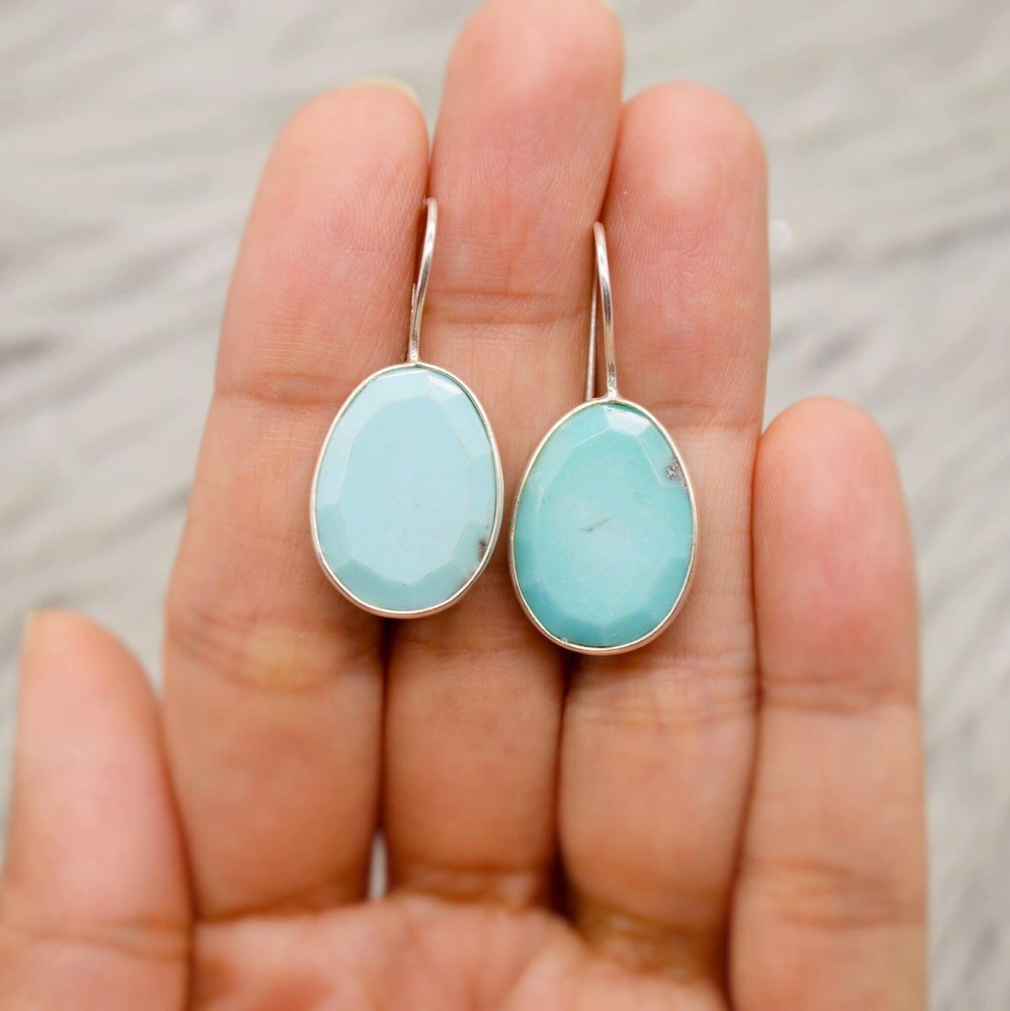 Blue Turquoise Silver Drop Earrings, Turquoise Jewelry, December Birthstone, Unique Gemstone, Sterling Silver Earrings, Birthday Gifts