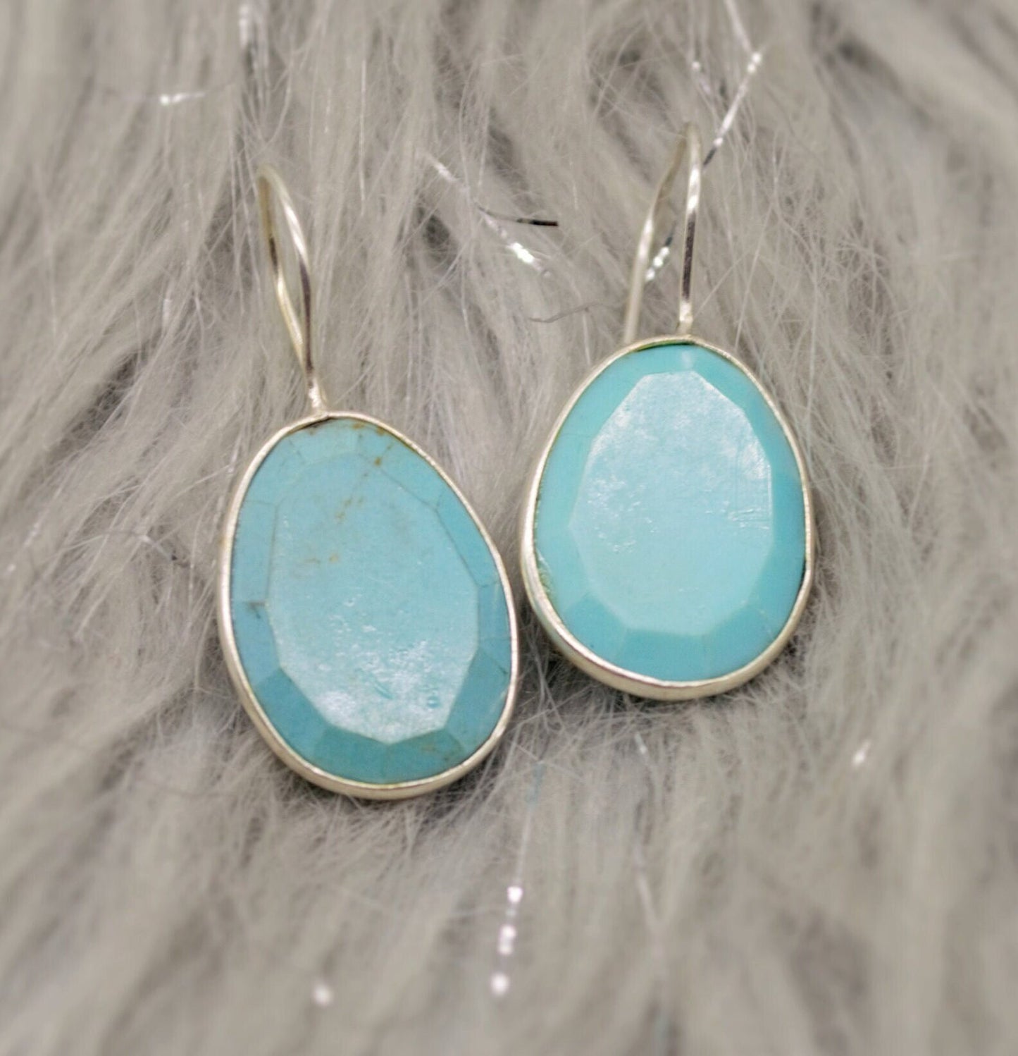 Blue Turquoise Silver Drop Earrings, Turquoise Jewelry, December Birthstone, Unique Gemstone, Sterling Silver Earrings, Birthday Gifts