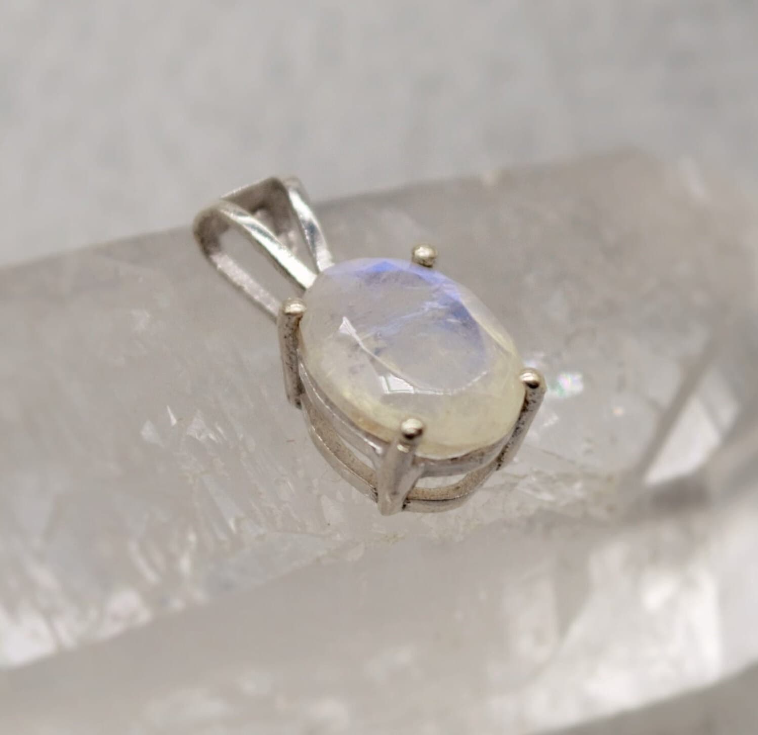 Raw Moonstone Pendant Necklace, Dainty Sterling Silver Pendant, Moonstone Jewelry, June Birthstone Pendant