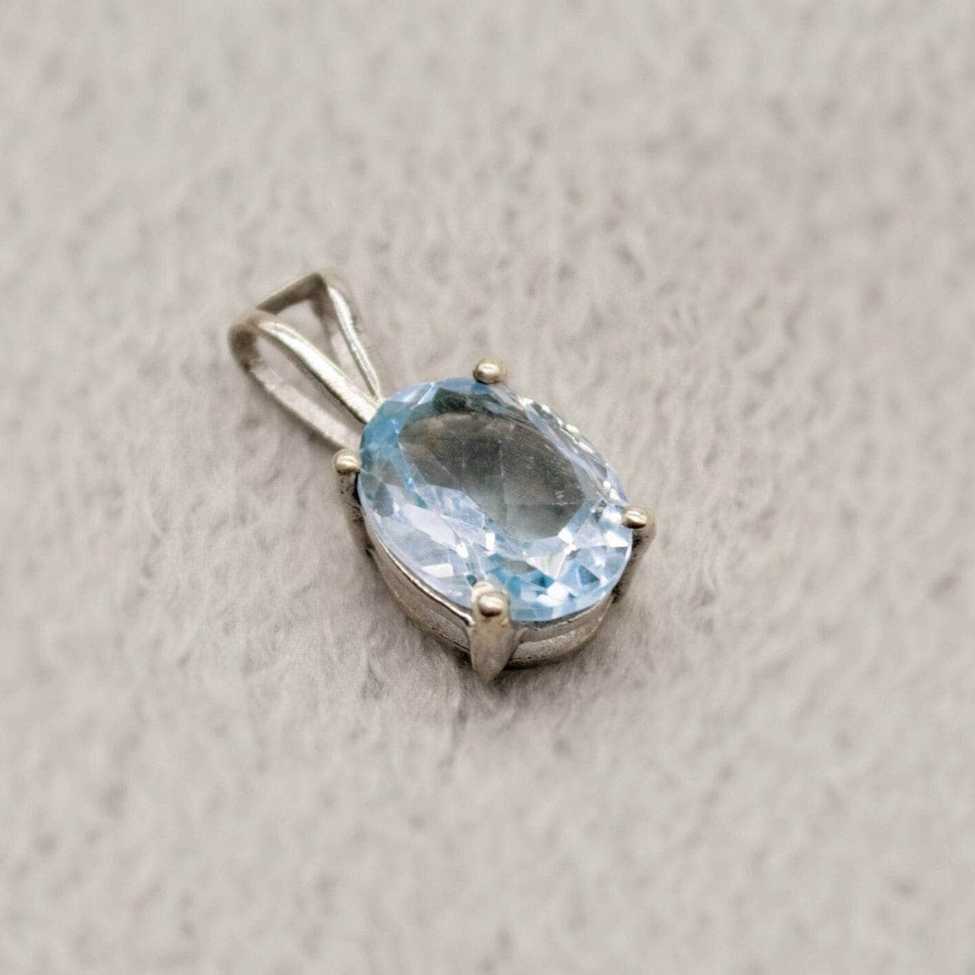 Blue Topaz Pendant Necklace, Dainty Sterling Silver November Birthstone Pendant