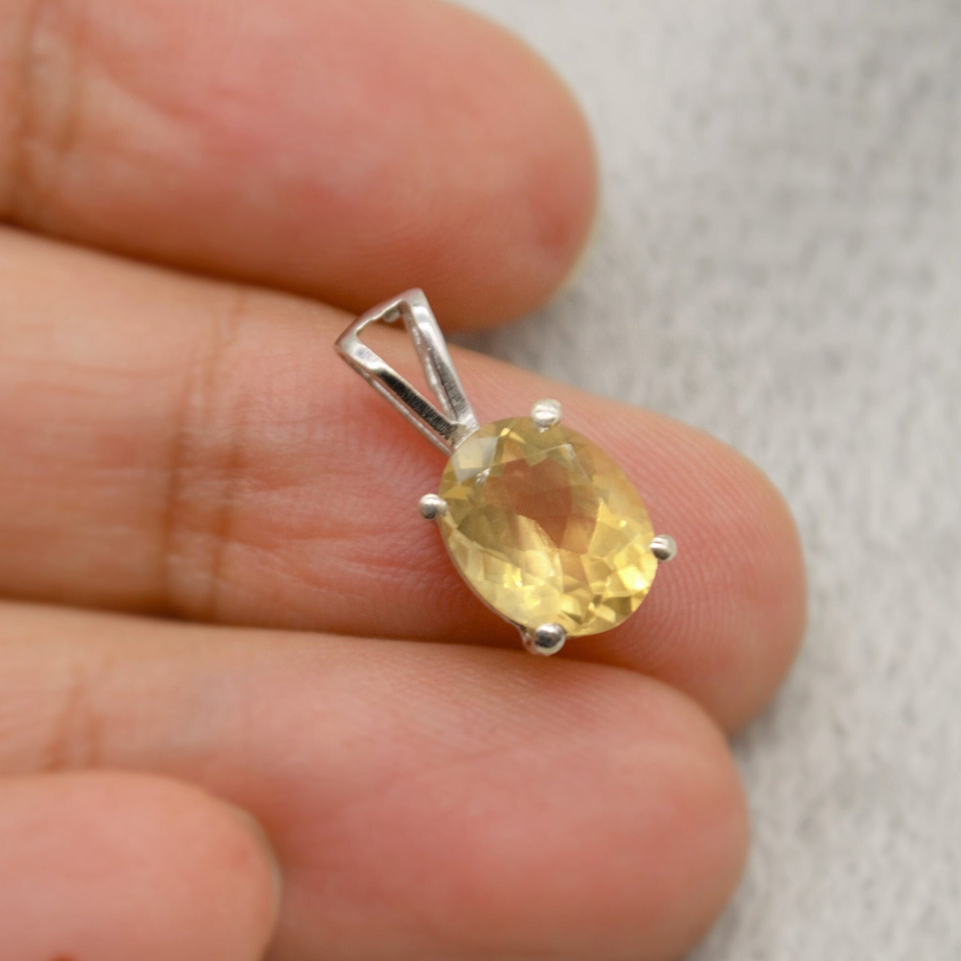 Citrine Pendant Necklace, Dainty Sterling Silver Pendant, Citrine Jewelry, November Birthstone Pendant