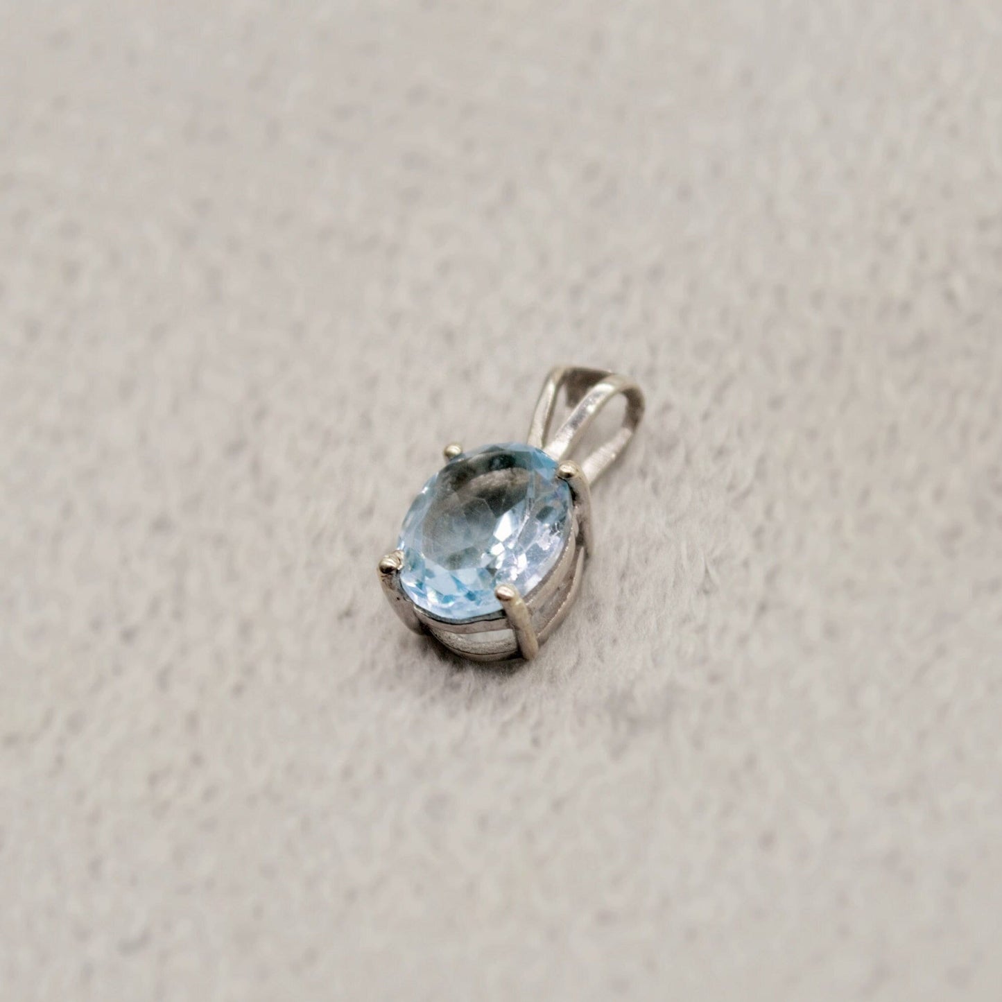 Blue Topaz Pendant Necklace, Dainty Sterling Silver November Birthstone Pendant